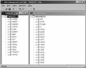 Advanced List Edit This utility is used to import/export lists and to perform various editing functions on AIQ list files. You can open multiple lists and drag/drop or cut/paste between the lists.