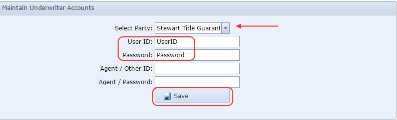 Accounts. 2. Select the Stewart underwriter code from the dropdown. 3.