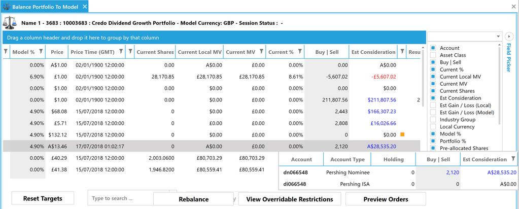 Adjust to 100% Should there be any residual cash, use the Adjust to 100% option from the right click drop down menu. This option is only available for FX orders within the modelling session.