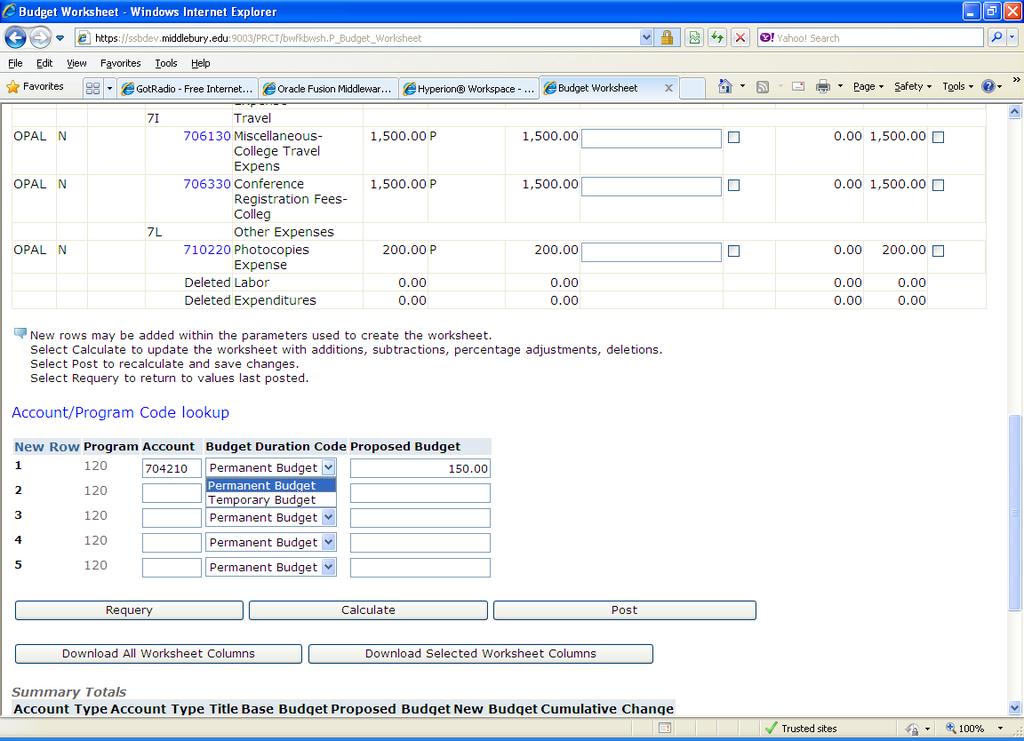 Manually enter this account code into the Account field and enter the Proposed Budget amount, making sure