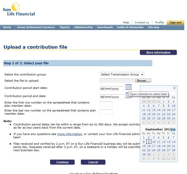 Access the feature Sign in to the Plan Sponsor Services website (www.sunlife.ca/sponsor) using your access ID and password. Select Group Retirement Services.