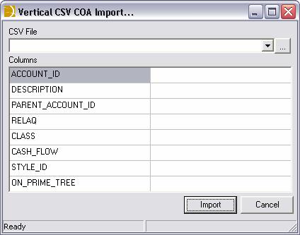 Tasks Figure 37 Vertical CSV COA Import window 2. Browse to the location of your CoA file in CSV format. 3. Click Import.