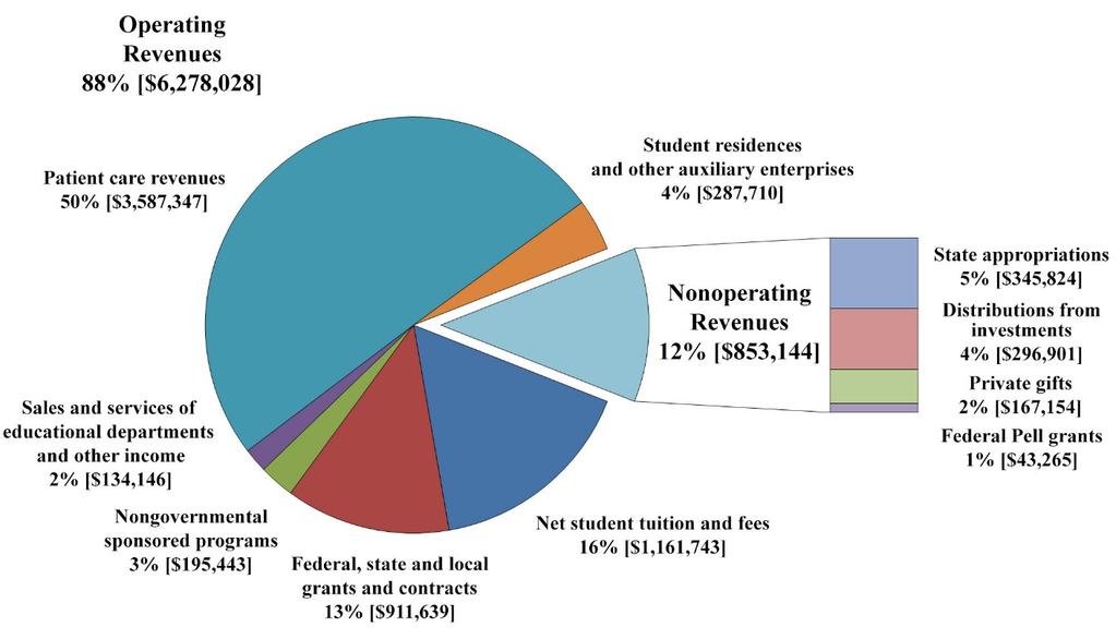 Management's Discussion and Analysis (Unaudited)--Continued The following is a graphic illustration of revenues by source, both operating and nonoperating, which are used to fund the University s