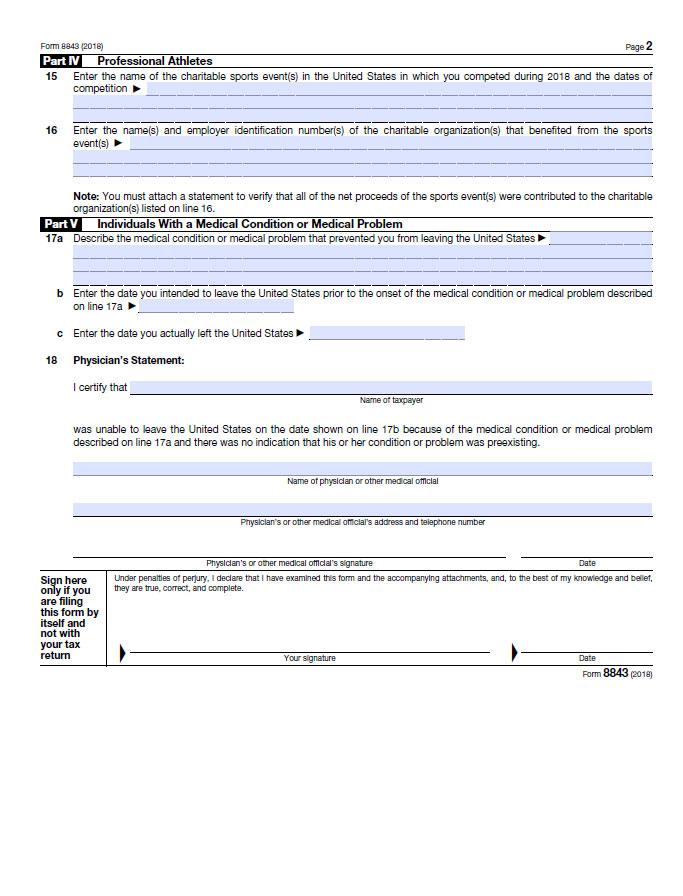 Form 8843 PAGE 2 of 2 SKIP PART