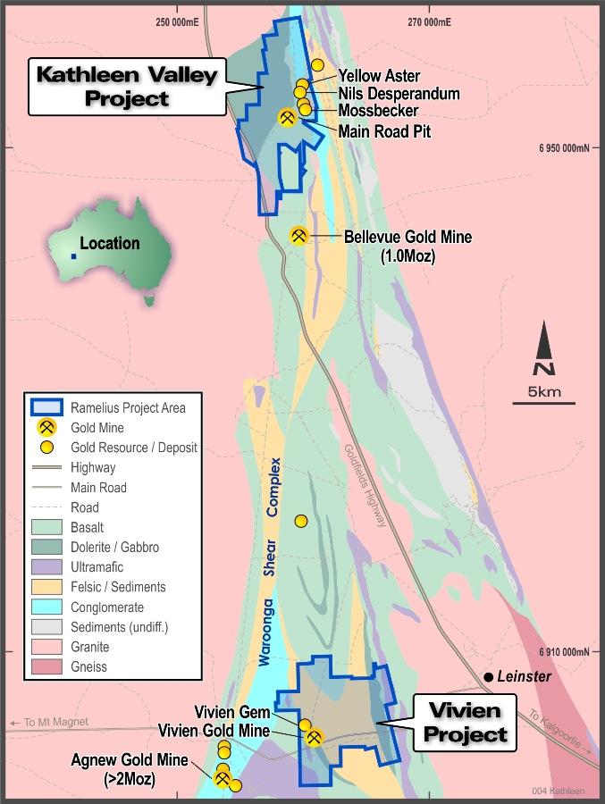 DEVELOPMENT PROJECTS The high grade Vivien and Kathleen Valley gold projects are located 15km west and 50km north of the township of Leinster in Western Australia respectively (refer Figure 2).