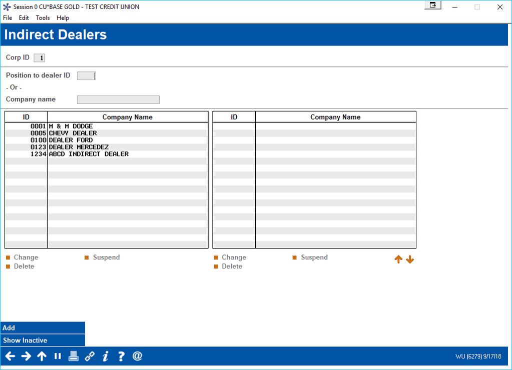 CONFIGURING DEALERS IN CU*BASE In addition to setting up loan delivery channels, you will also need to configure your dealers in CU*BASE. Configure Dealer Info for Indirect Lend.