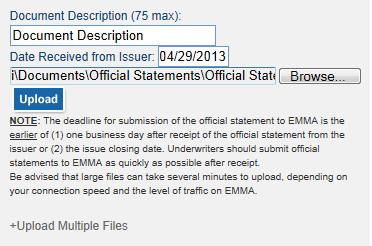 If you are uploading an official statement as more than one file, click on the +Upload Multiple Files link.
