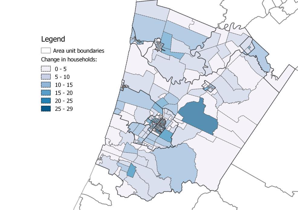 Population growth dispersed across the District Our projections include allocations of household growth by area unit and by meshblock based on the propensity of different types of households to