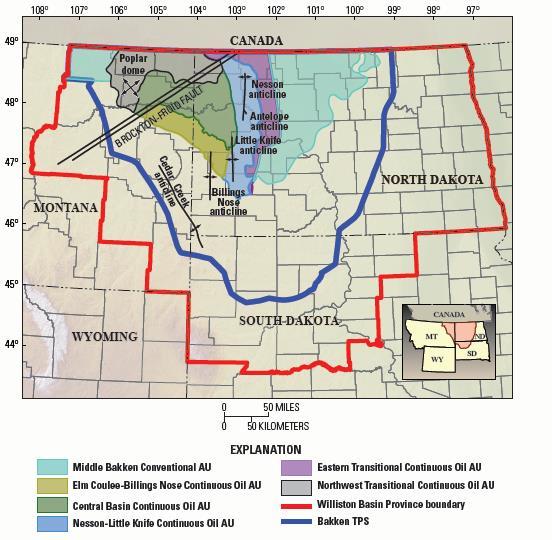 BAKKEN BACKGROUND Williston Basin located in North and South Dakota and Montana. Extends into Canada. The Bakken Formation in the central part of the basin is a continuous oil accumulation.