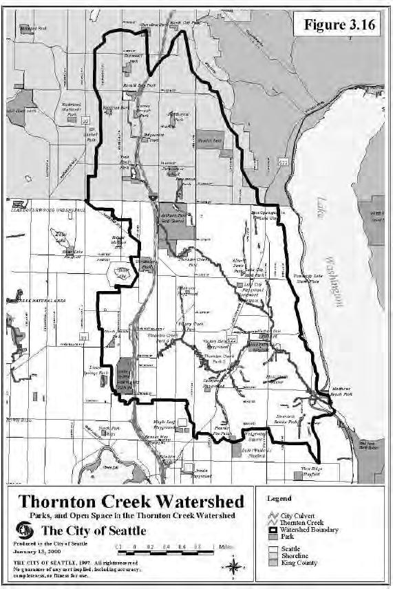 Thornton Creek Watershed Study limited to the City of Seattle boundaries Extends from mouth at Lake Washington to Interstate 5 (Northgate area) Detailed study of Thornton