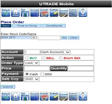 Placing Advanced Orders Select Time-in-Force or Conditional on the Place Order page