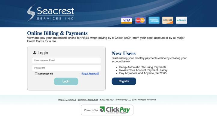 Getting Started The ClickPay Online Payment Portal allows you to pay your maintenance, HOA fees, common charges, late fees and more.