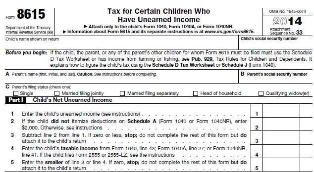 Reporting Unearned Income on the Child s Return If the child is reporting the unearned income on his or her own return, Form 8615 must be used to calculate the kiddie tax.
