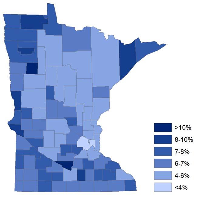 Figure 2: Modeled Minnesota County Uninsurance Rate Estimates