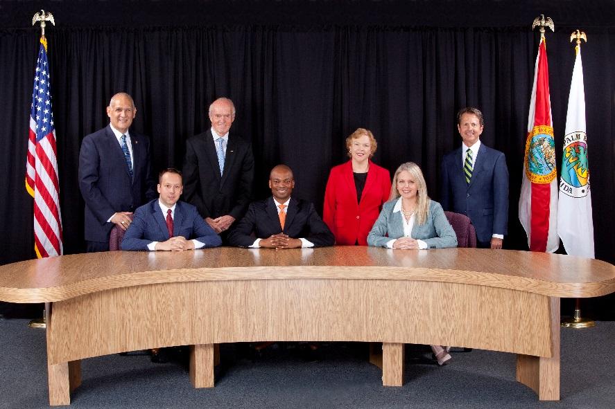 Board of County Commissioners: Top row from left to right: Robert S. Weinroth (District 4), Hal R. Valeche (District 1), Mary Lou Berger (District 5), and Gregg K.