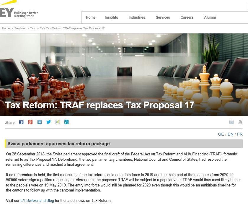 : TRAF replaces Tax Proposal 17 The latest TRAF news https://www.ey.