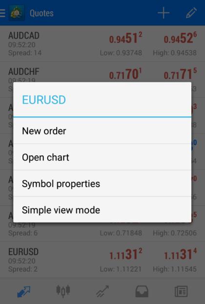6. TRADE PAGE A. HOW TO PLACE AN ORDER You can open a trade at any time by simply tapping on the New order button ().