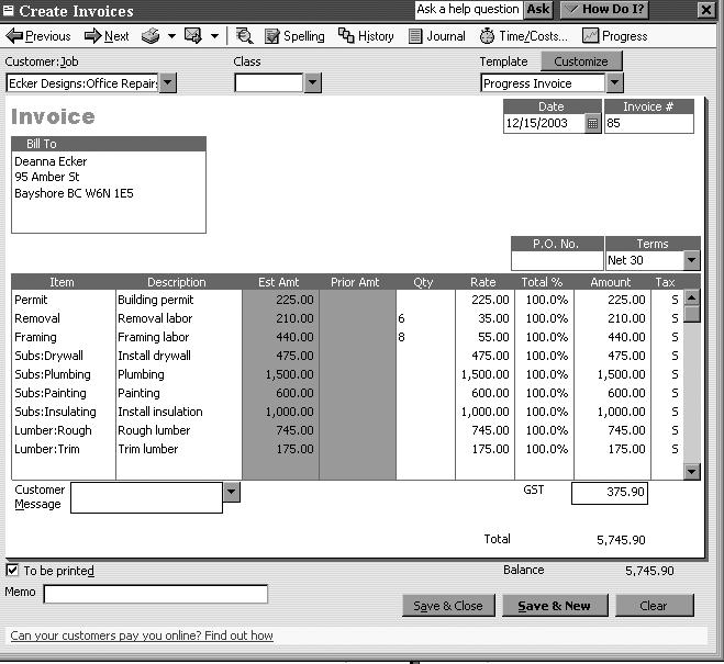 H A N D O U T 1 7 17 Create Invoices window In QuickBooks, an invoice is a form on which you record details about a sale to a customer who owes you money.