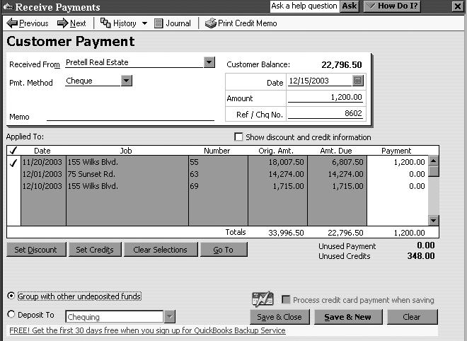 H A N D O U T 2 1 21 Receive Payments window Use the Receive Payments window to record payments from customers.