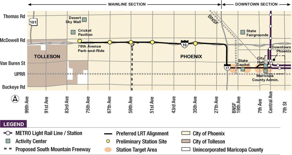 Phoenix West LRT Extension Phoenix West Extension Sources and Uses of Funds: The total capital cost of the Phoenix West Extension project over the FY 2012 to FY 2016 period is budgeted to be