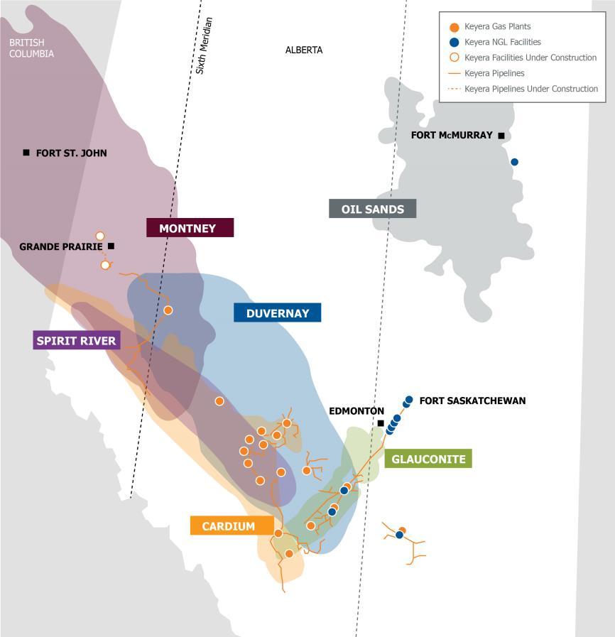 Keyera s Presence in Liquids-Rich Area of NW Alberta With our plans at Pipestone, Wapiti and Simonette gas plants, Keyera will have 950 mmcf/d of gross processing capacity
