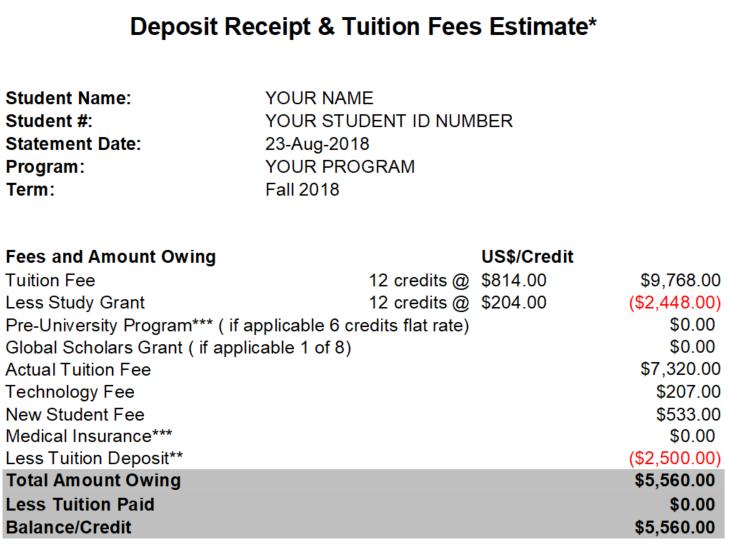 Example of Tuition Statement for Undergraduate students Undergraduate students will get their Tuition Statement in their FDU student e-mail.