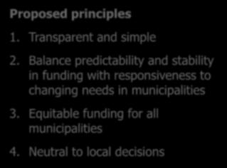 municipalities 3. Equitable funding for all municipalities 4.