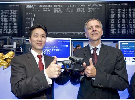The Share 8 The Share Successful Start to Trading 's IPO on October 1, 2009, the Chinese national holiday, was the only IPO in the Frankfurt Stock Exchange's Prime Standard segment in 2009.