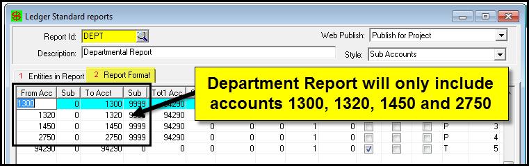 Add Standard Reports to Spider Path: Finance Module > Gen Ledger > Standard Reports Setup & Printing Reports you wish to make available in the Spider are drawn from the Standard Reports Setup &