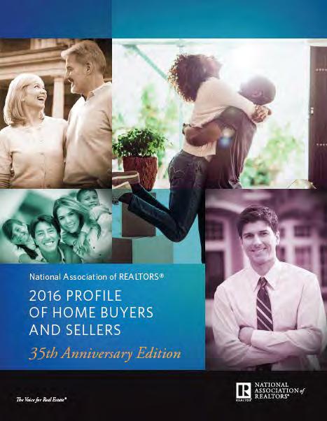 Profile of Home Buyers and Sellers Annual survey of recent home buyers (purchased in the last year) Report started in 1981 Largest