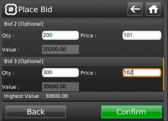 o Bid 3: In addition to Bid 1 and Bid 2, the investor client has an option to input the Quantity & Price in Bid 3. This is not a mandatory field.