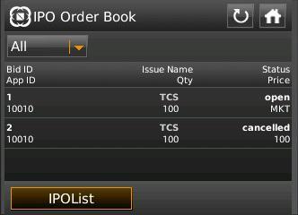 15.2. IPO Order Book The investor client shall be able to navigate to this screen either directly from the IPO Menu or from the
