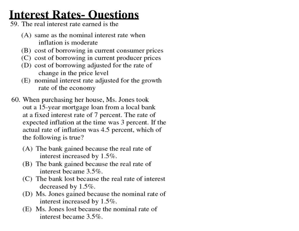 Interest Rates-Questions 59.