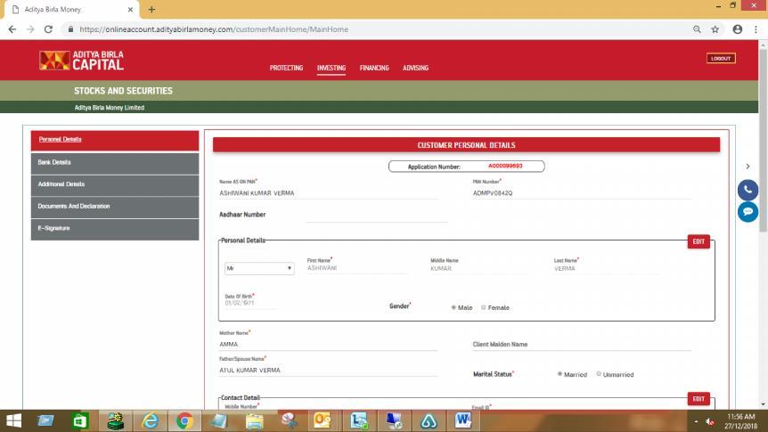 PAN Verification Page: Please enter the PAN No. and Date of Birth and click verify. System will check the KRA database and populate the Email / mobile registered in KRA.