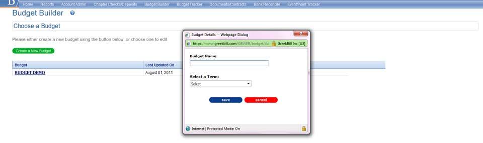 Budget Builder Build & Review Budget: To add a new budget onto the system: 1.
