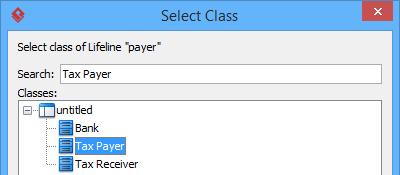 Create three lifelines in diagram. Name them payer, payment gateway and receiver. 5. Set the classifier for the lifelines. Right click on the payer lifeline and select Select Class > Select Class.