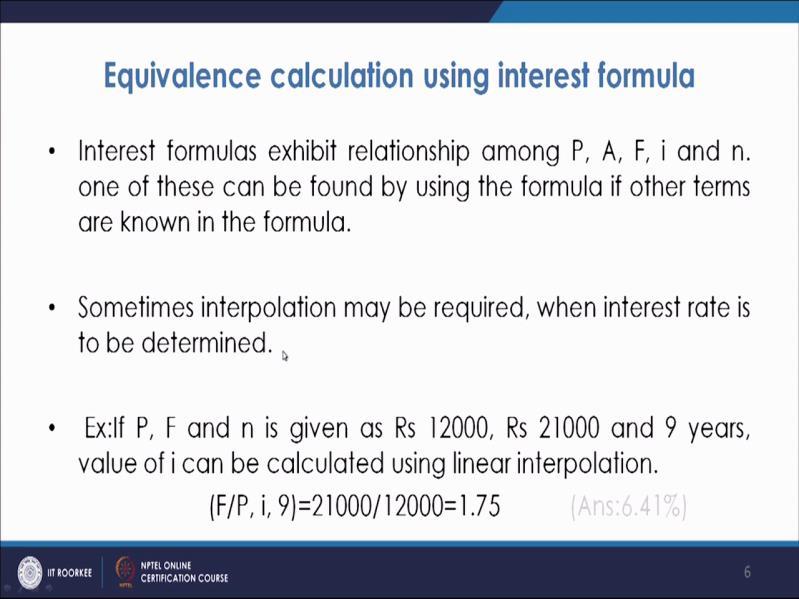 (Refer Slide Time: 19:43) Now next is when you have to calculate the interest, you may have to go for interpolation. Let us see the example for this.
