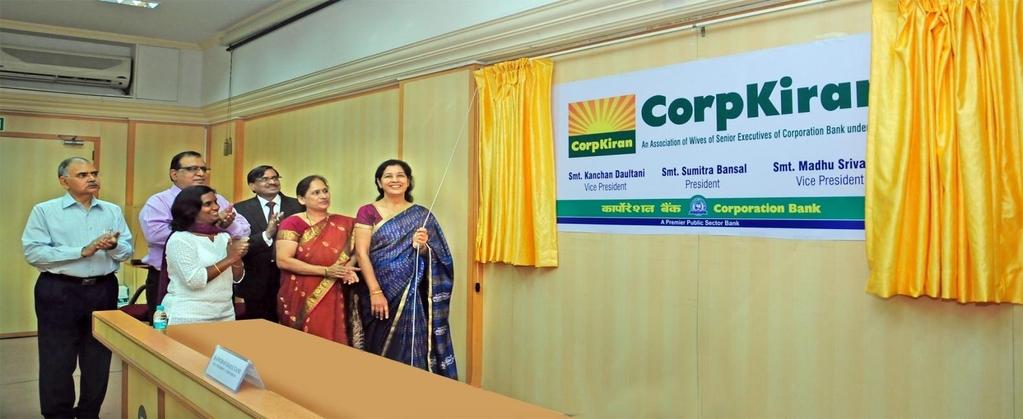 CSR initiatives Corporation Bank has set up a wing named Corp Kiran - An association of Wives of Senior Executives of Corporation Bank under CSR (Corporate Social Responsibility) for