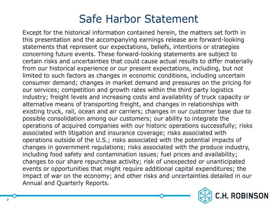 2 Safe Harbor Statement Except for the historical information contained herein, the matters set forth in this presentation and the accompanying earnings release are forward-looking statements that