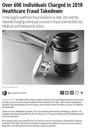 This was the largest healthcare fraud takedown to date, topping the record years of