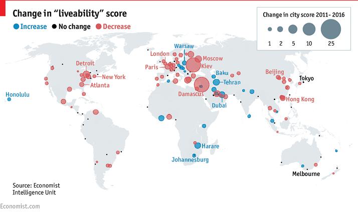 CHART OF THE WEEK The world s most liveable cities Coming up with a list of the world s best cities is a near-impossible task.