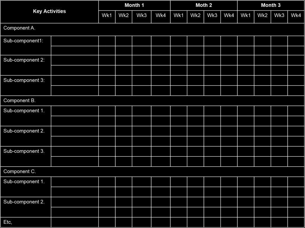 Table 3-11: Sample Gantt chart of activities Source: CAMP TT 3.2.5.