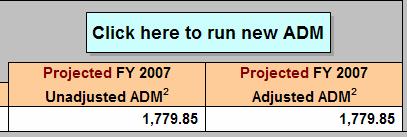If you wish to change the projected March 31 ADM used in calculations, click on the button shown in row four of the State and Local Funds Worksheet : Fig.