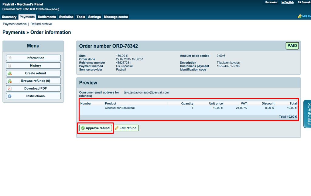 12 5. Preview refund details. In the Preview section, you will see the details of the refund you are about to make.