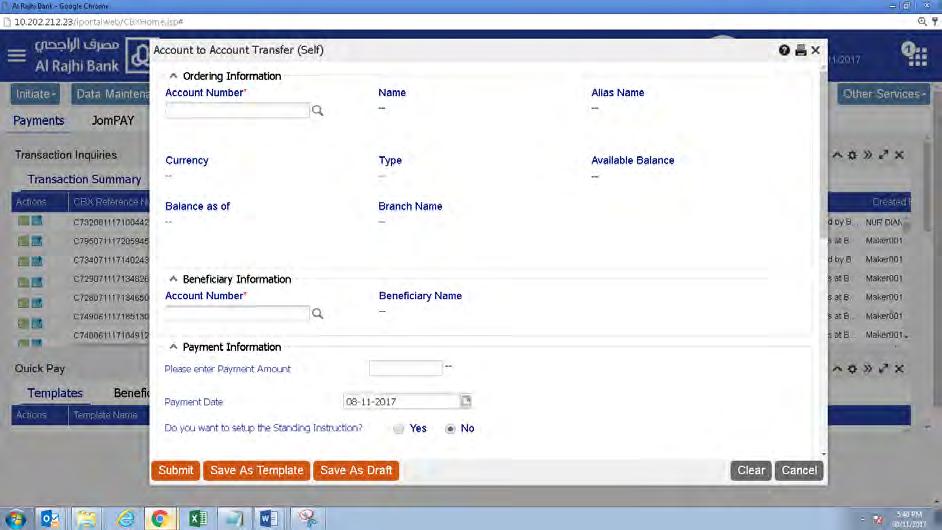 Step 2: Go to Account Number (for debiting) > Click search icon Step 3 :