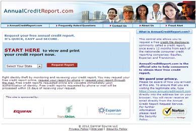 Take Charge Today August 2013 Credit Reports and Scores Page 7 There are many websites that adver se access to free credit reports. However, www.annualcreditreport.