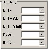 Figure 8-20: Hot Key Section You can assign your Short Cut Keys in the following way: - Click on one of the drop-down boxes in the Short Cut Key section of the Hot Key box.
