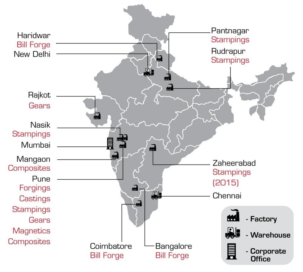 MCIE Global Plant Locations and Key Products India Europe Truck Forgings : 4 Location in Germany & UK; Focus: