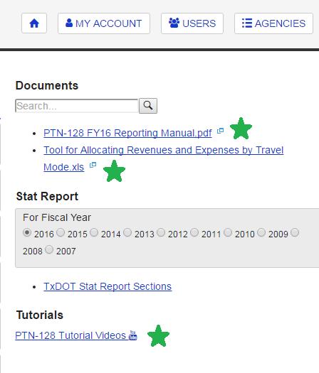 AVAILABLE RESOURCES On PTN-128 Main Page: Reporting Manual Financial Allocation Tool Tutorial Videos