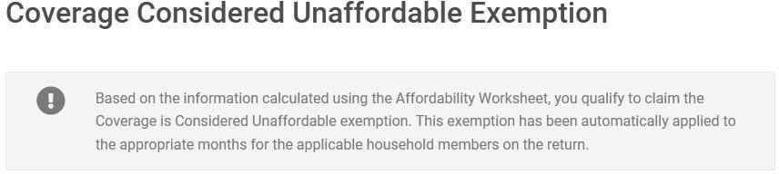 Affordability Worksheet How to Enter Exemptions (continued) Enter the required ANNUALIZED contribution amounts this individual must pay for the first situation below that applies to the individual. 1.